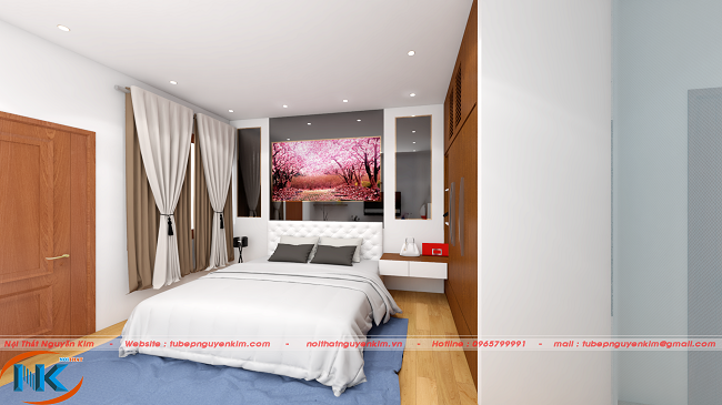 Phòng ngủ master trên thiết kế 3D của Nội thất Nguyễn Kim