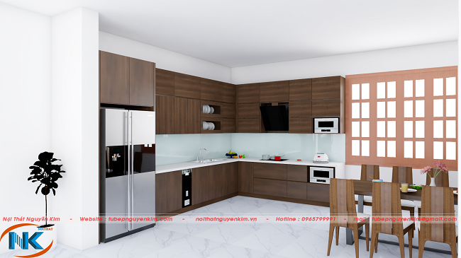 Tủ bếp an cường gỗ laminate thiết kế cho nhà biệt thự gia đình anh Thắng, TP. Bắc Ninh