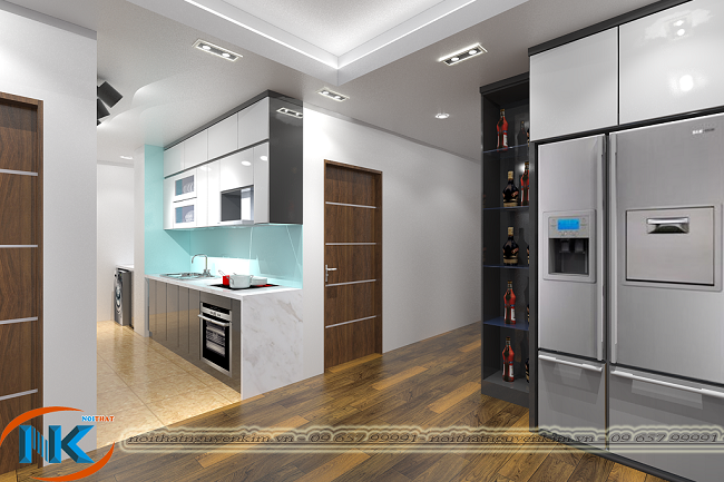 Tủ bếp an cường được khách hàng sống tại chung cư vô cùng yêu thích với vẻ đẹp đơn giản mà hiện đại