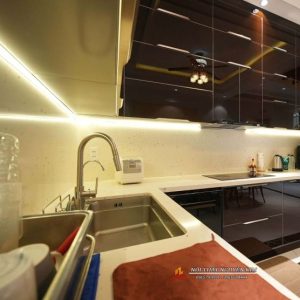 Đá vicostone mã BQ370 cho tủ bếp inox module nhà chị Trang, Văn Cao, Hải Phòng